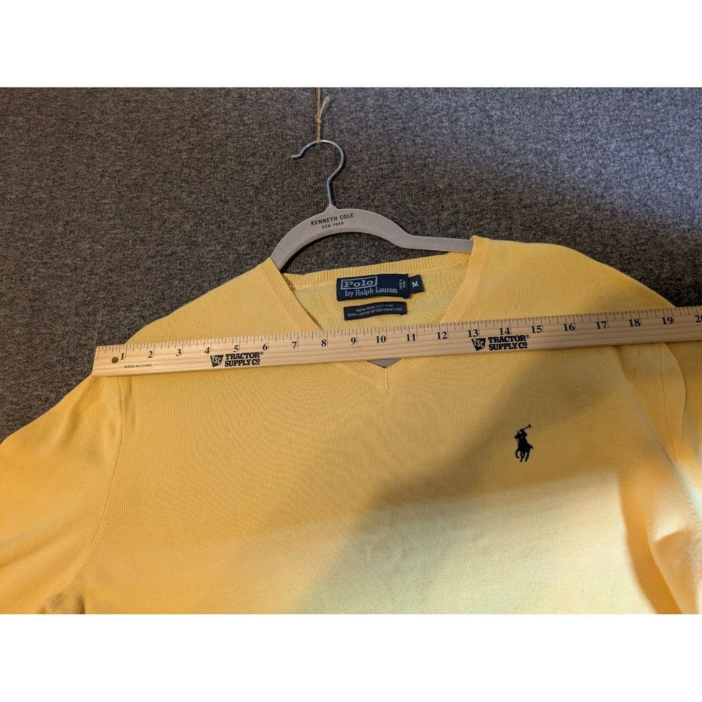 Polo Ralph Lauren Sweater Men's M Yellow Pima Cotton V Neck Preppy Golf Classic - Picture 5 of 9
